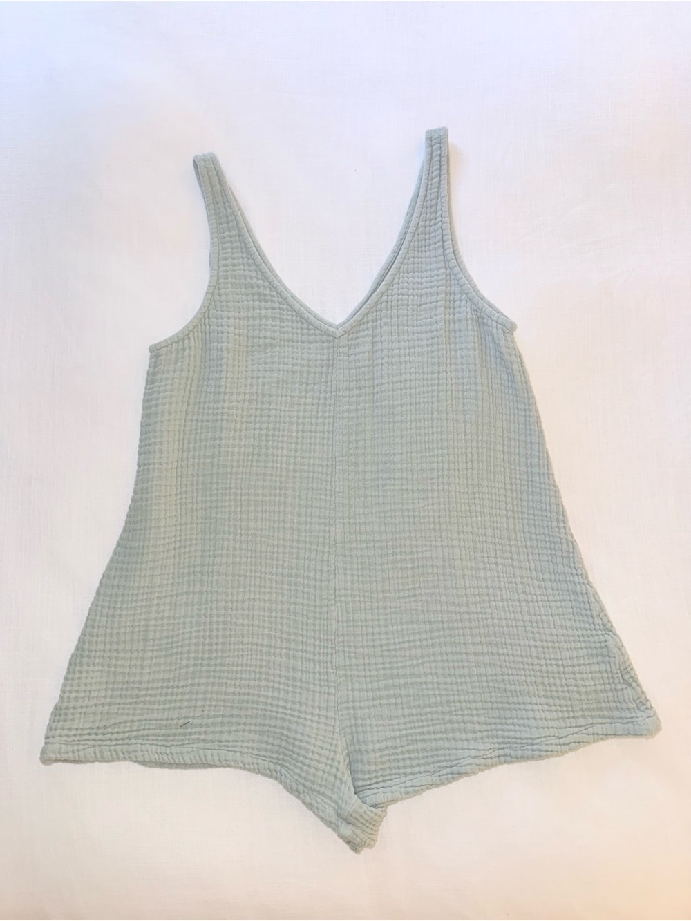 Soft Sage Green Cotton-Blend Sleep Romper